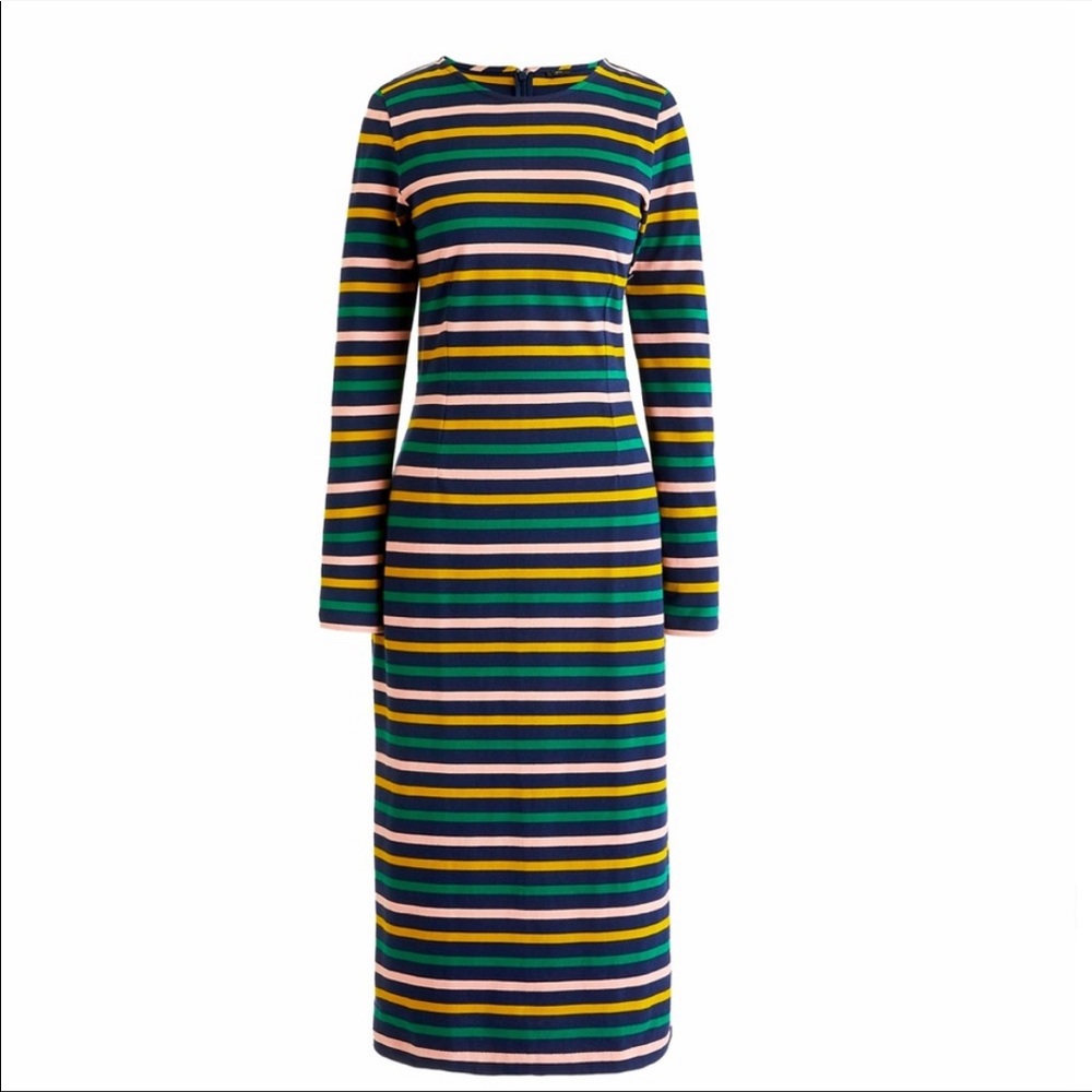 Jcrew striped midi sweater sheath dress in cotton